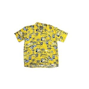 Pineapple Connection Shirt Mens Medium Yellow‎ Hawaiian Short Sleeve Button Up